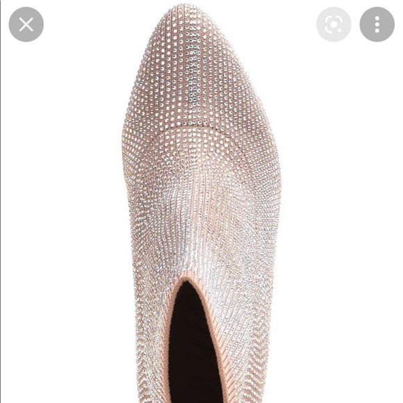 Macys Rhinestone Booties Boots Baybe Ankle Nude Block Heels Sparkle Taylor Swift - Picture 6 of 12
